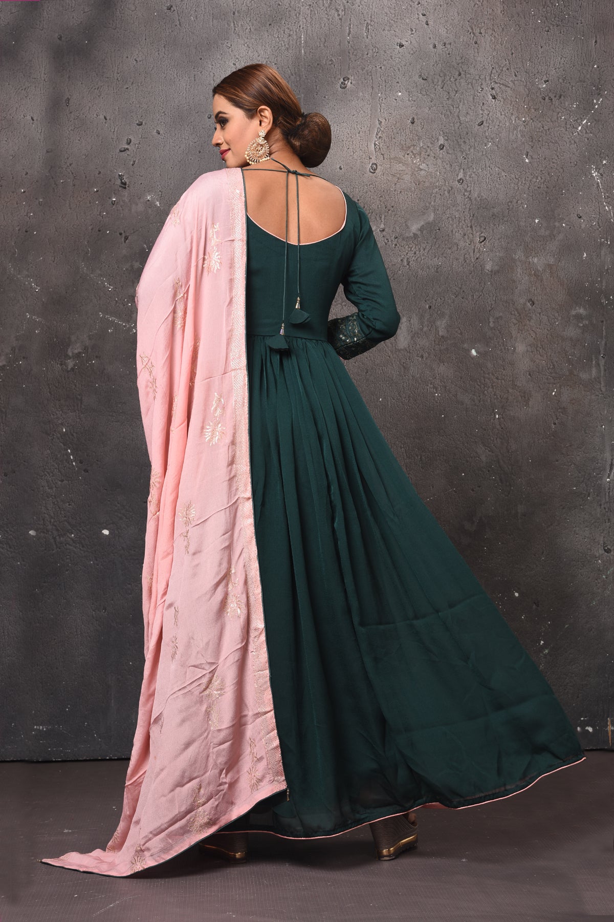 Dark Green Embroidered Anarkali Suit ...